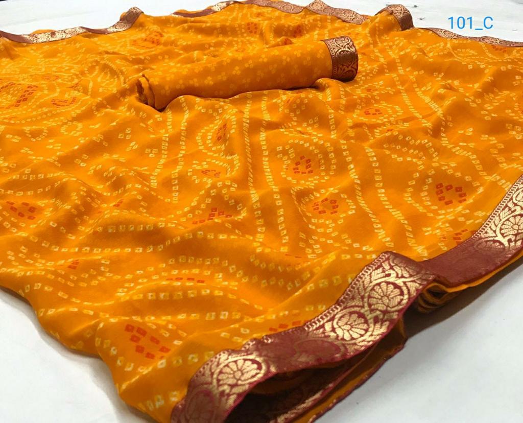 Rajyog Bandhej Latest New Chiffon Regular Wear Sarees Collection